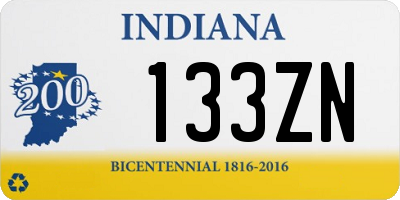 IN license plate 133ZN