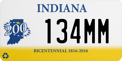 IN license plate 134MM