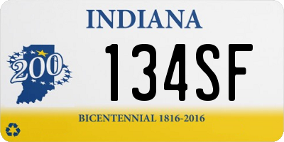 IN license plate 134SF