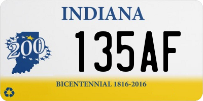 IN license plate 135AF