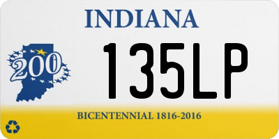 IN license plate 135LP