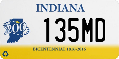 IN license plate 135MD