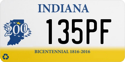 IN license plate 135PF