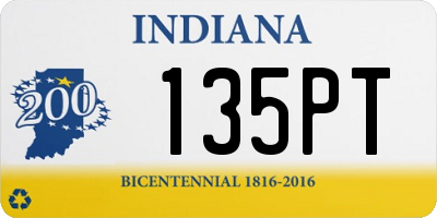 IN license plate 135PT