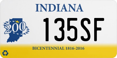 IN license plate 135SF