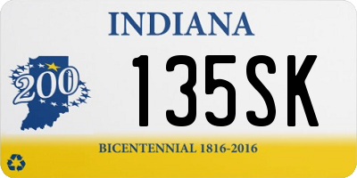 IN license plate 135SK