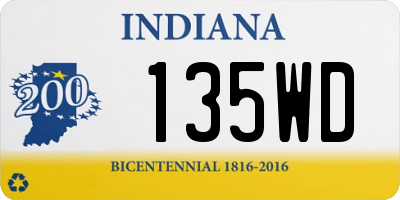 IN license plate 135WD