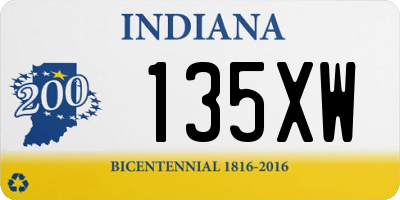 IN license plate 135XW