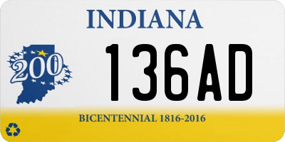 IN license plate 136AD