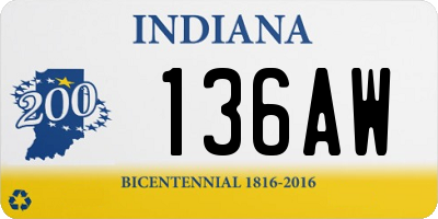 IN license plate 136AW