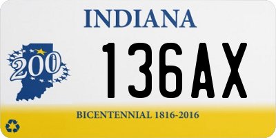 IN license plate 136AX