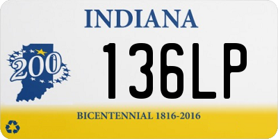 IN license plate 136LP