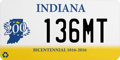 IN license plate 136MT