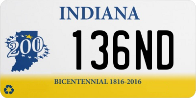 IN license plate 136ND