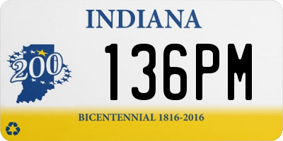 IN license plate 136PM