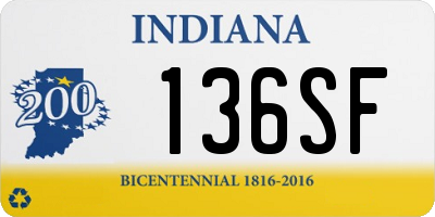 IN license plate 136SF