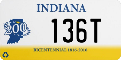 IN license plate 136T