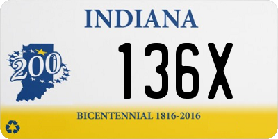 IN license plate 136X