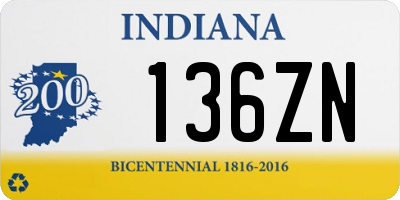 IN license plate 136ZN