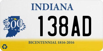 IN license plate 138AD