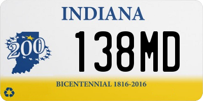 IN license plate 138MD