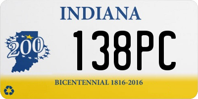 IN license plate 138PC