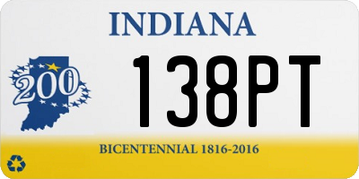 IN license plate 138PT