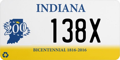 IN license plate 138X