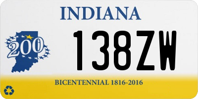 IN license plate 138ZW