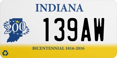 IN license plate 139AW