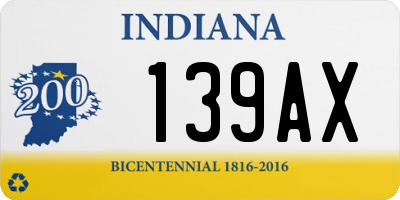 IN license plate 139AX