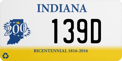 IN license plate 139D