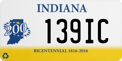 IN license plate 139IC