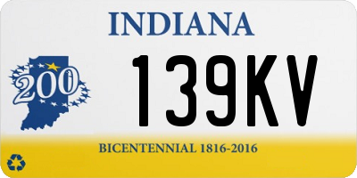 IN license plate 139KV