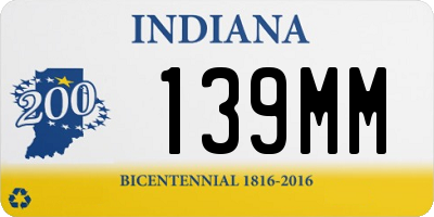 IN license plate 139MM