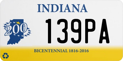 IN license plate 139PA