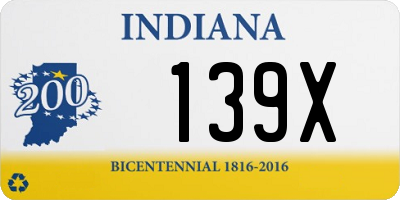 IN license plate 139X