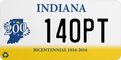 IN license plate 140PT