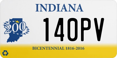 IN license plate 140PV