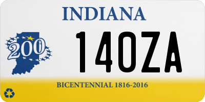 IN license plate 140ZA