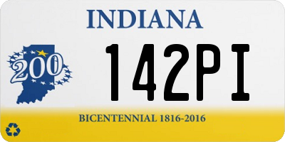 IN license plate 142PI