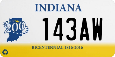 IN license plate 143AW