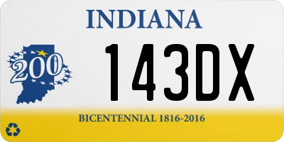 IN license plate 143DX