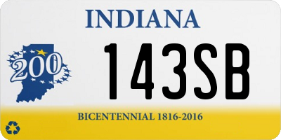 IN license plate 143SB