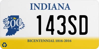 IN license plate 143SD