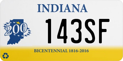 IN license plate 143SF