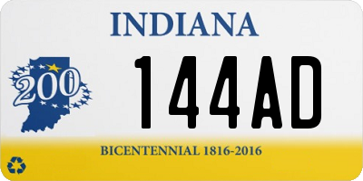 IN license plate 144AD