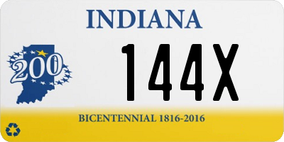 IN license plate 144X