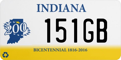 IN license plate 151GB