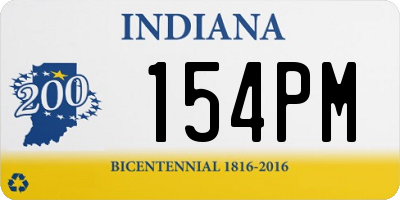 IN license plate 154PM